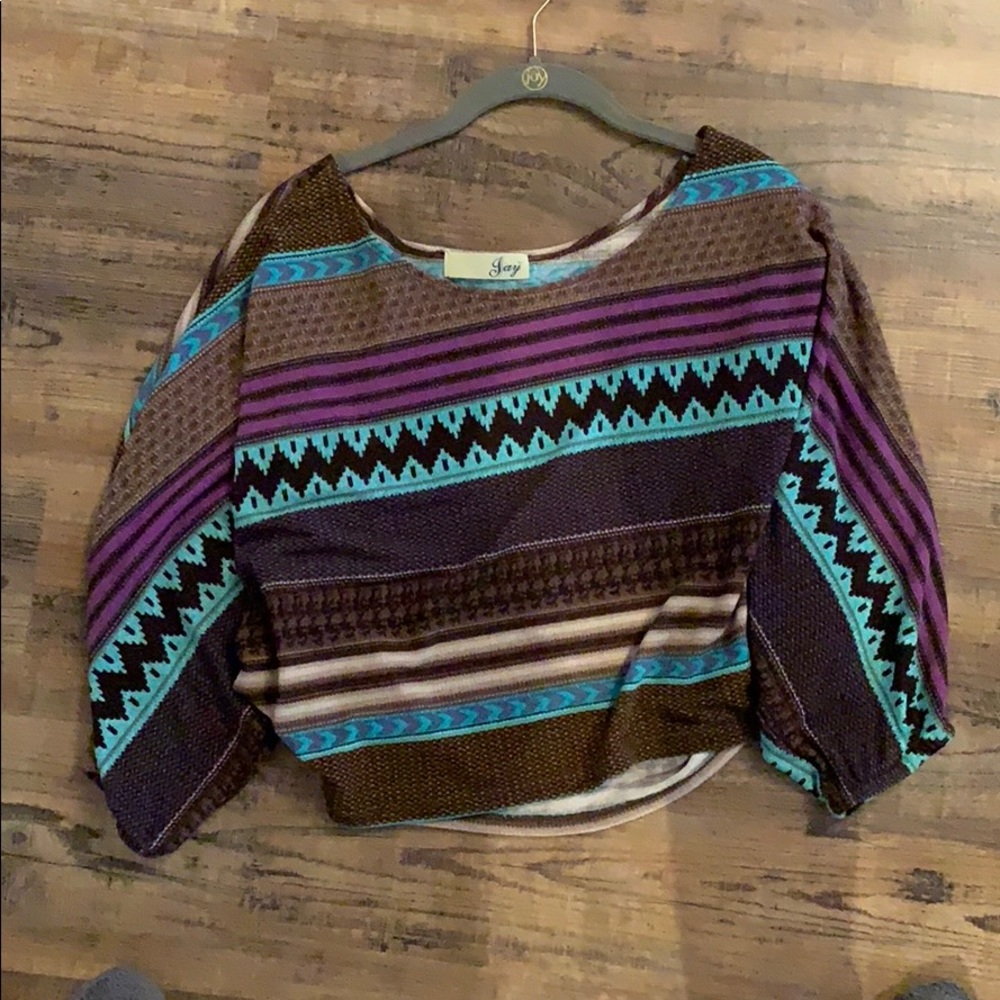 Jay Aztec printed cropped light sweater